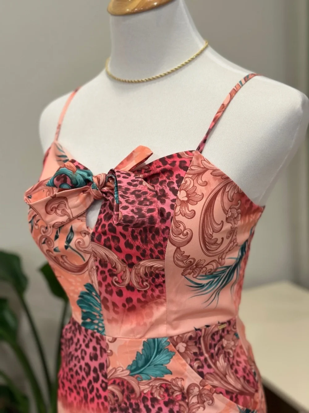 Guess Pink Floral & Teal Leaf One-Piece Romper